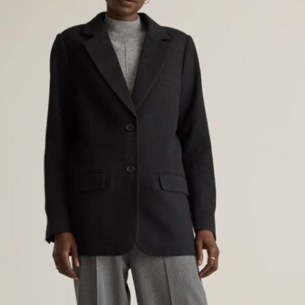 Quince Women's Italian Wool Oversized Blazer Classic Black Sz S
